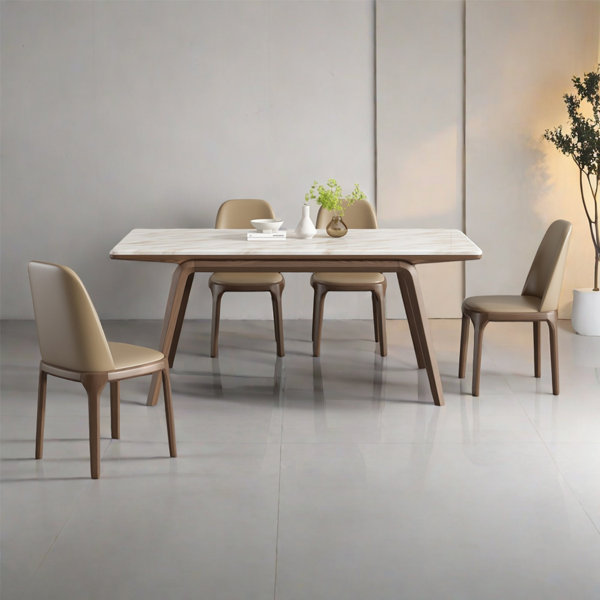 Orren Ellis Rectangular Marble Solid Wood Dining Table Sets. Wayfair